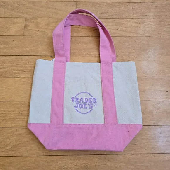 Trader Joes | whimsy pastel pink mini canvas tote bag - Picture 11 of 11